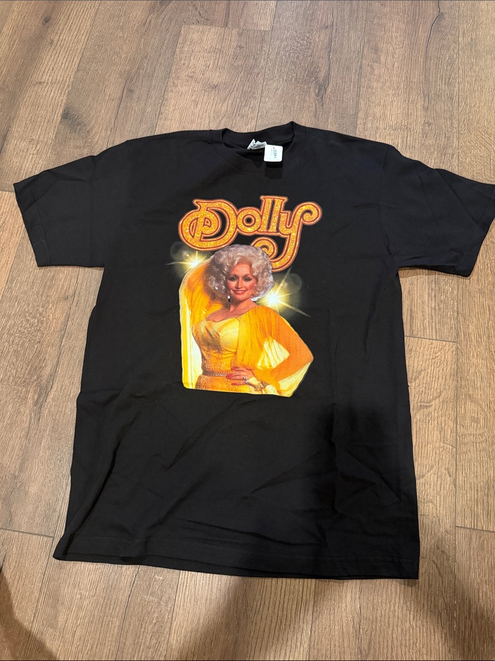 Dolly Graphic Tee in Black with Yellow Design NWT